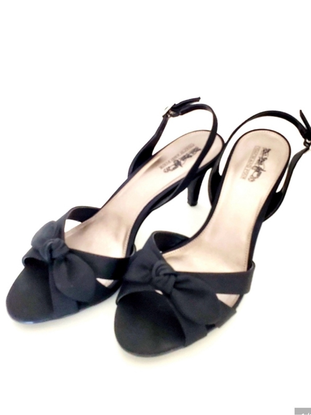 Coach and Four Women's Black Textured Fabric Slingback Heels Size 9